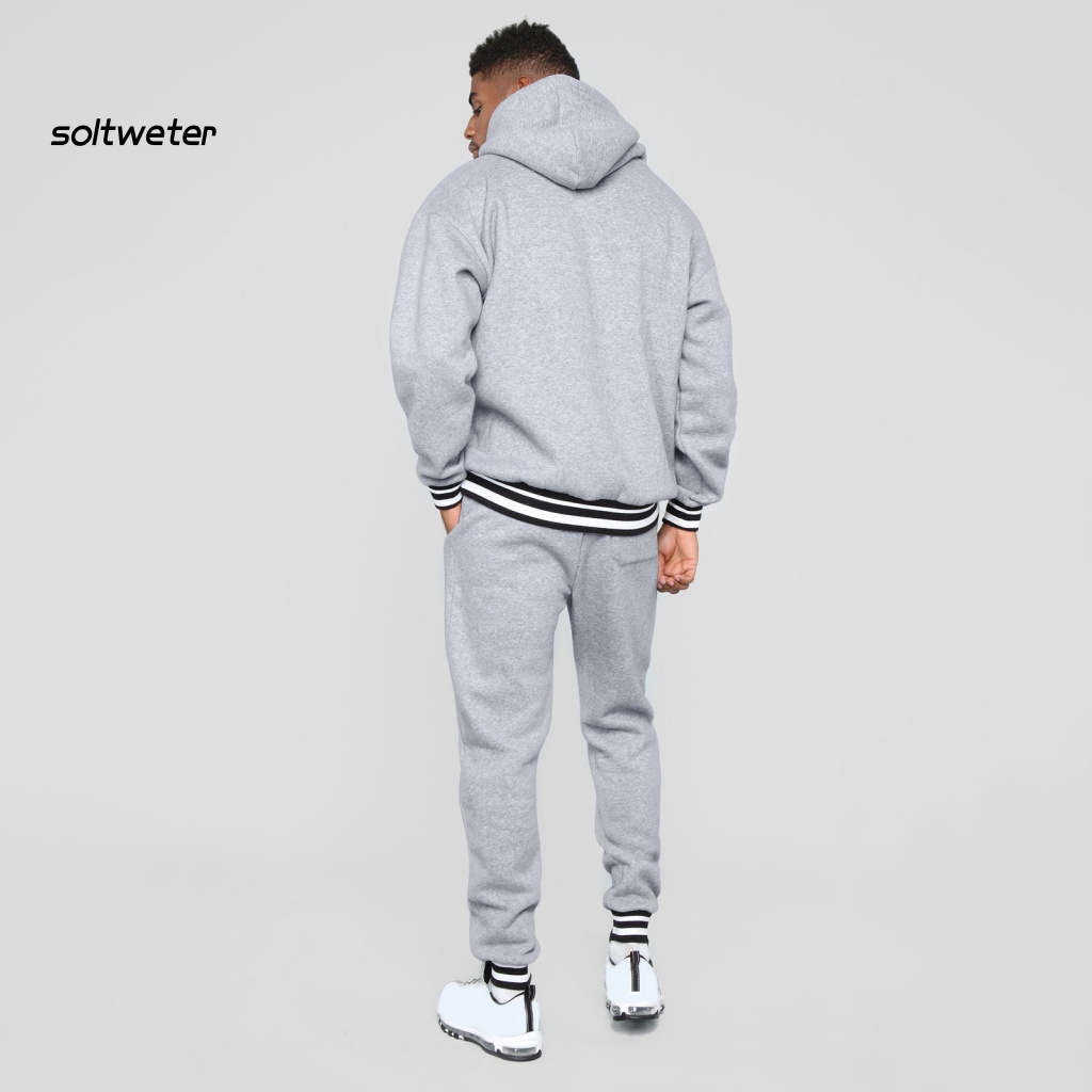 Set 1 Bộ Áo Hoodie + Quần Thể Thao Có Gân Màu Sắc Tương Phản Thời Trang Mùa Thu