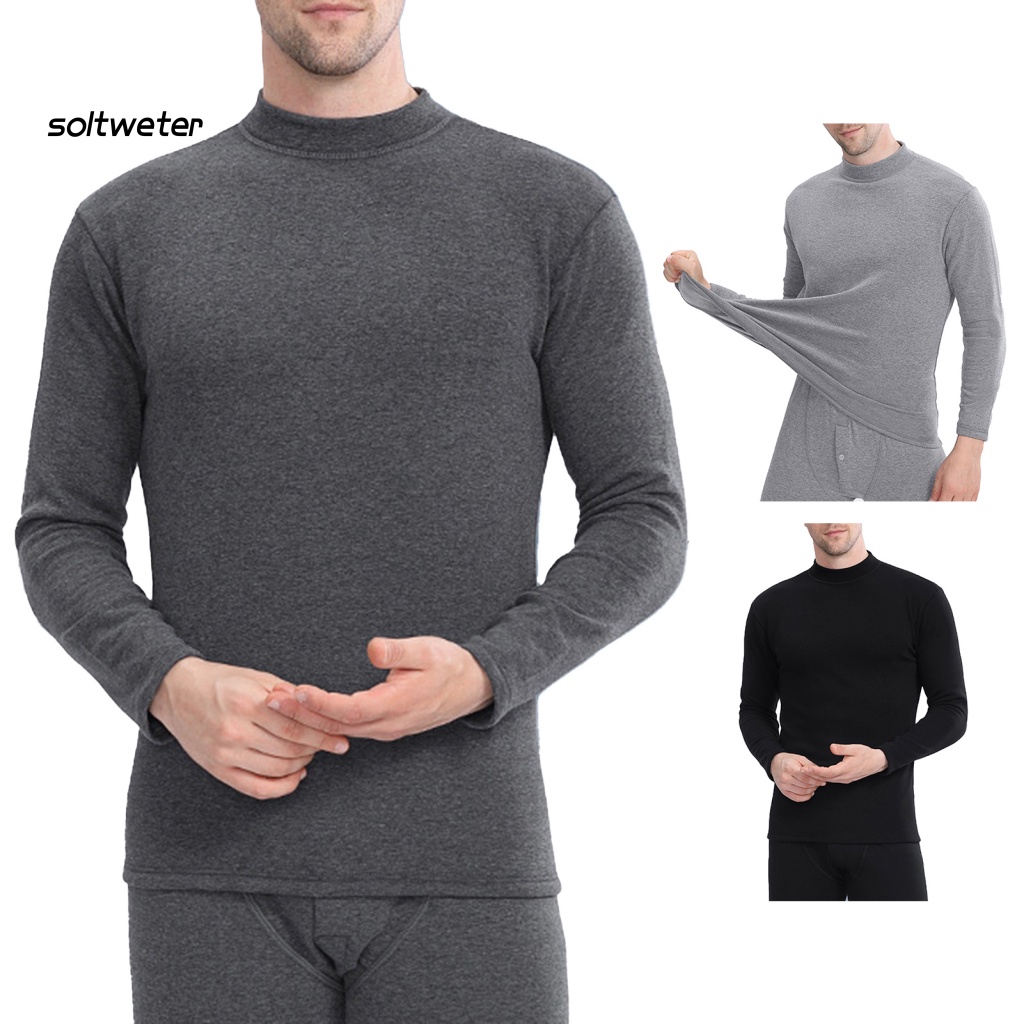 Bộ Đồ Lót 2 Món Bằng Vải Bông Dày Tay Dài Cổ Cao Giữ Ấm Thoải Mái Cho Nam