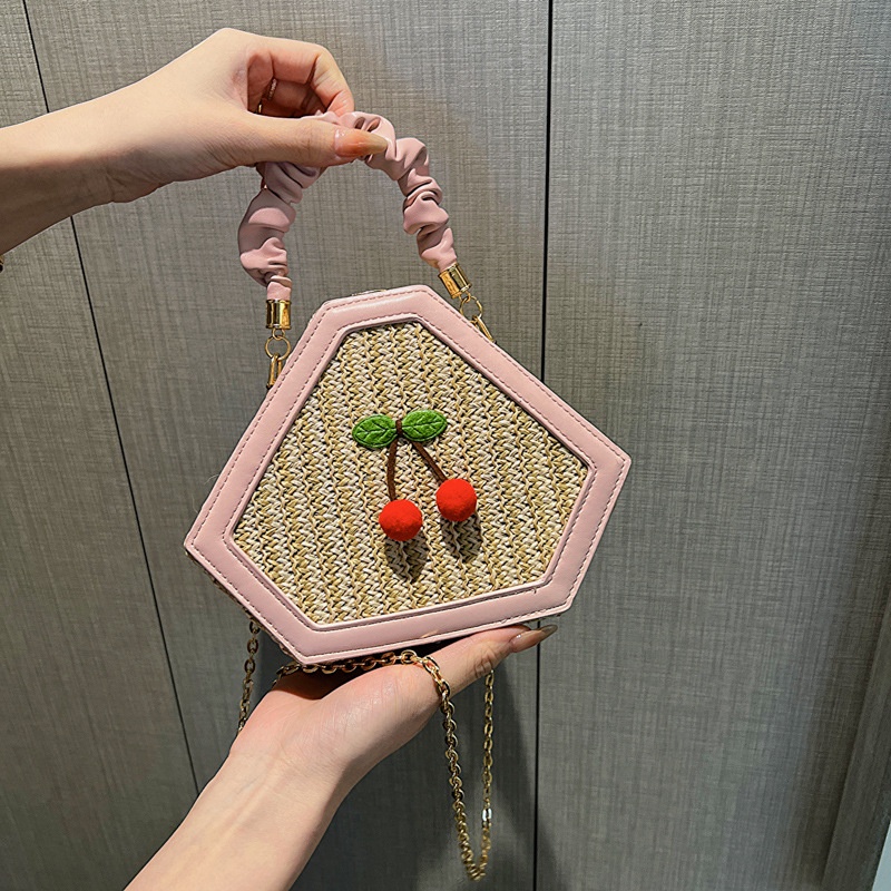 Túi Đeo JASMIN NOIR Chéo Đan Cói Hình Trái Cherry Phối Dây Xích Thời Trang Nữ