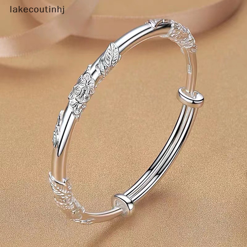 Lu 1 Vòng Đeo Tay Bạc Hình Hoa Dạng Mở Nhẹ Nhàng Tinh Tế Thời Trang Cho Nữ