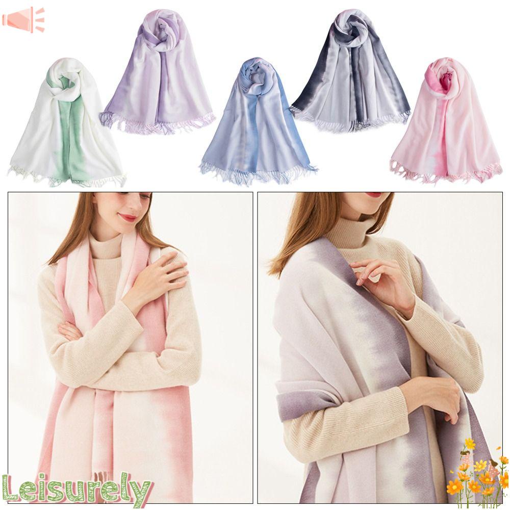 Khăn Choàng Cổ Vải Cashmere 200 * 70cm Phối Tua Rua Thời Trang Mùa Đông Cho Nữ