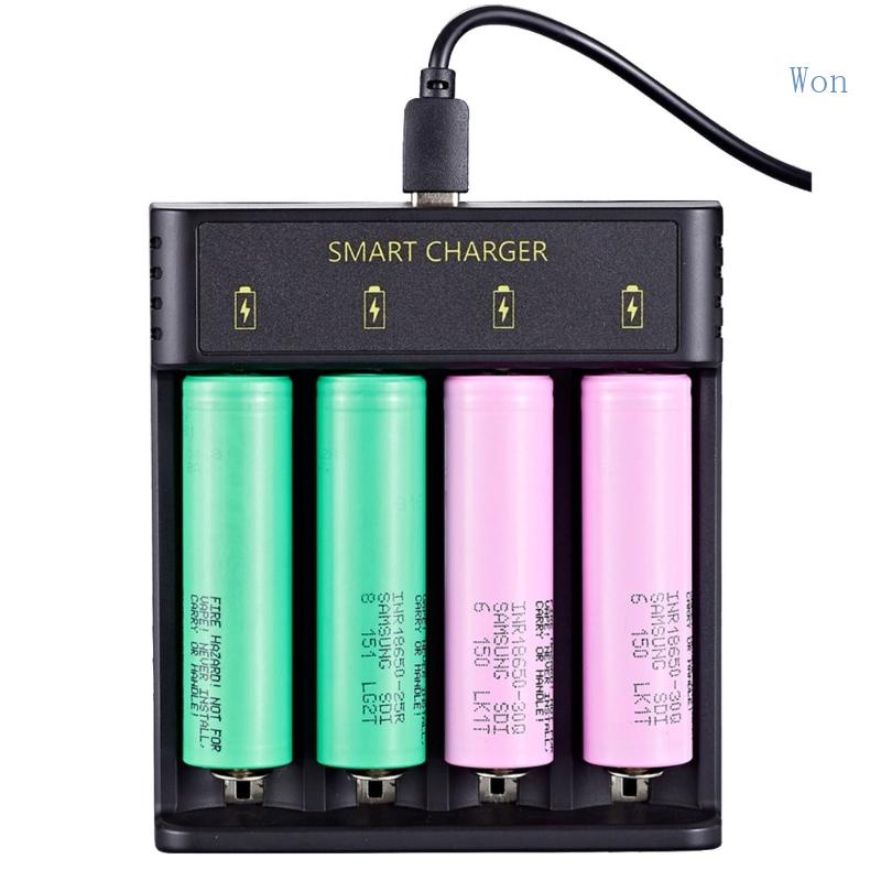 Cục Sạc Thông Minh 1-4 Khe Có Đèn LED Báo Hiệu Cho 16340 17500 18350 18500