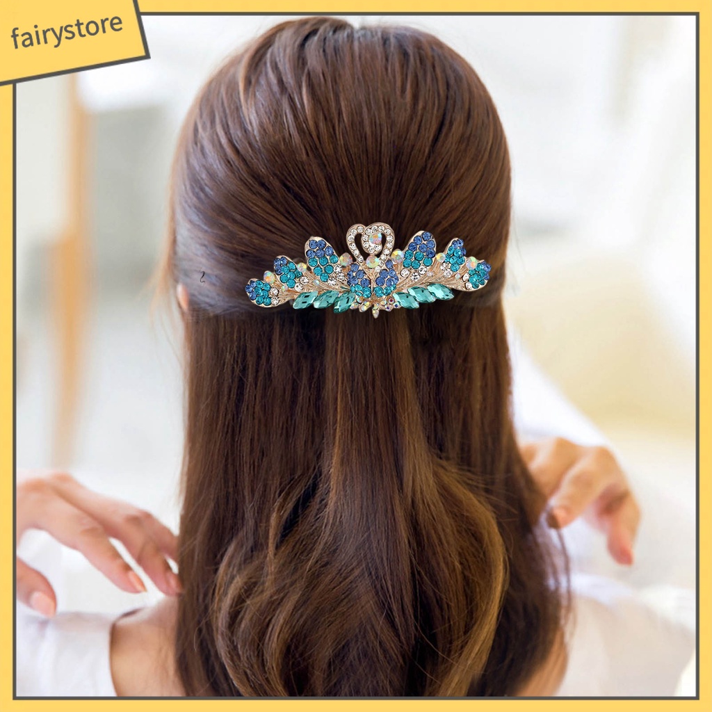 Kẹp Tóc Đính Đá Lấp Lánh Bằng Thép Không Gỉ Chống Trượt Trọng Lượng Nhẹ