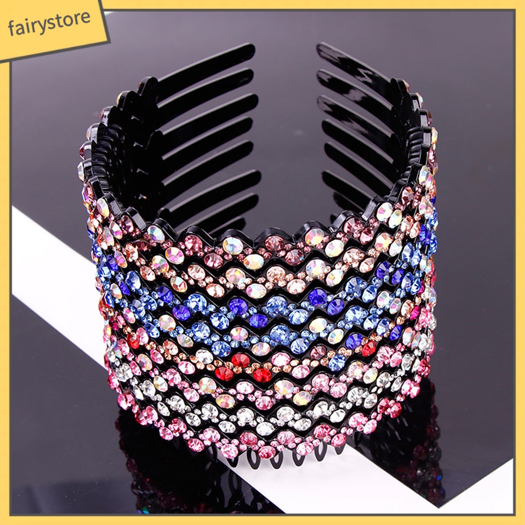 Băng Đô Cài Tóc Đính Đá Lấp Lánh Chống Trượt Có Răng Dành Cho Nữ