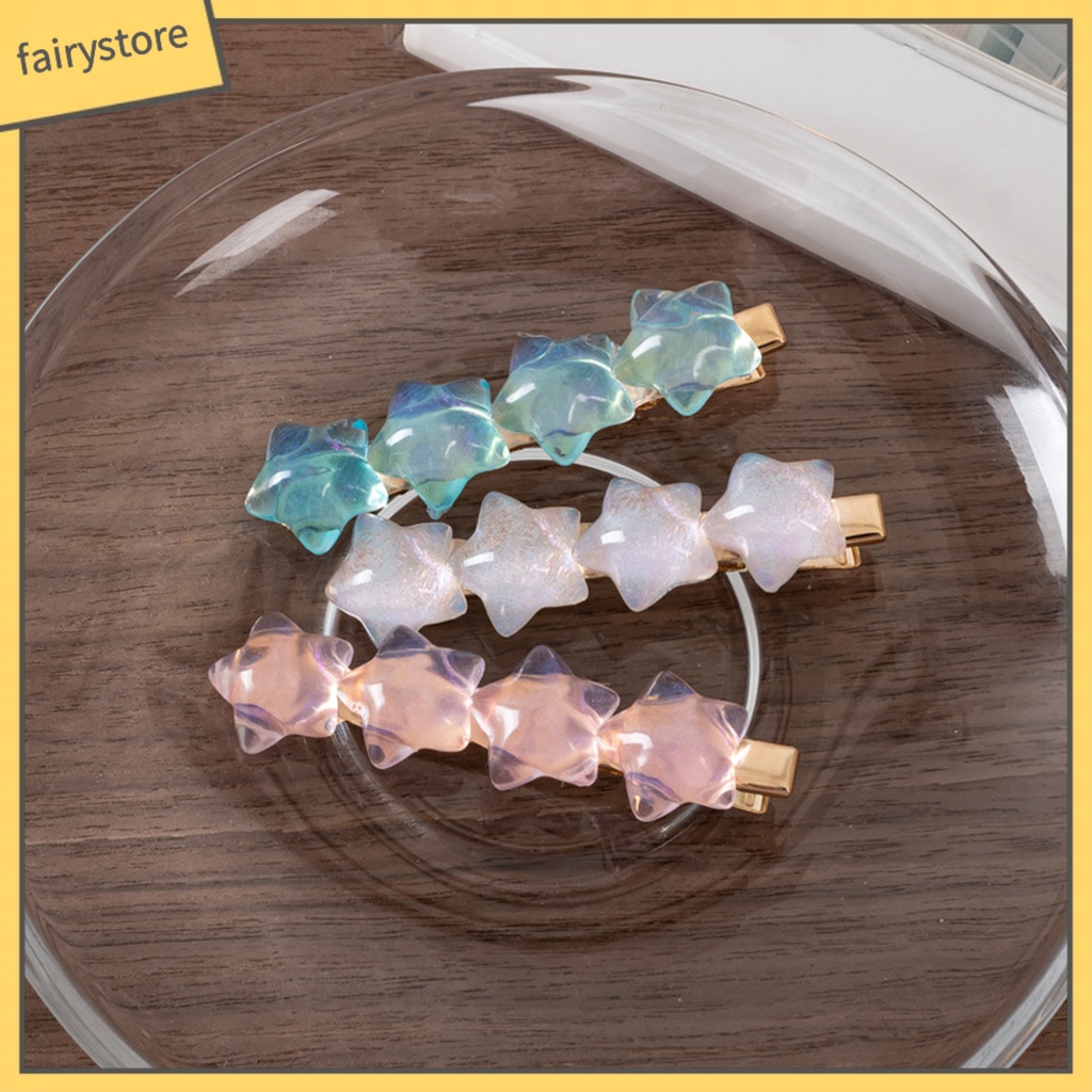 Kẹp Tóc Trang Trí Ngôi Sao Trong Suốt Bằng Nhựa Resin Chống Trượt Phong Cách Hàn Quốc Cho Nữ