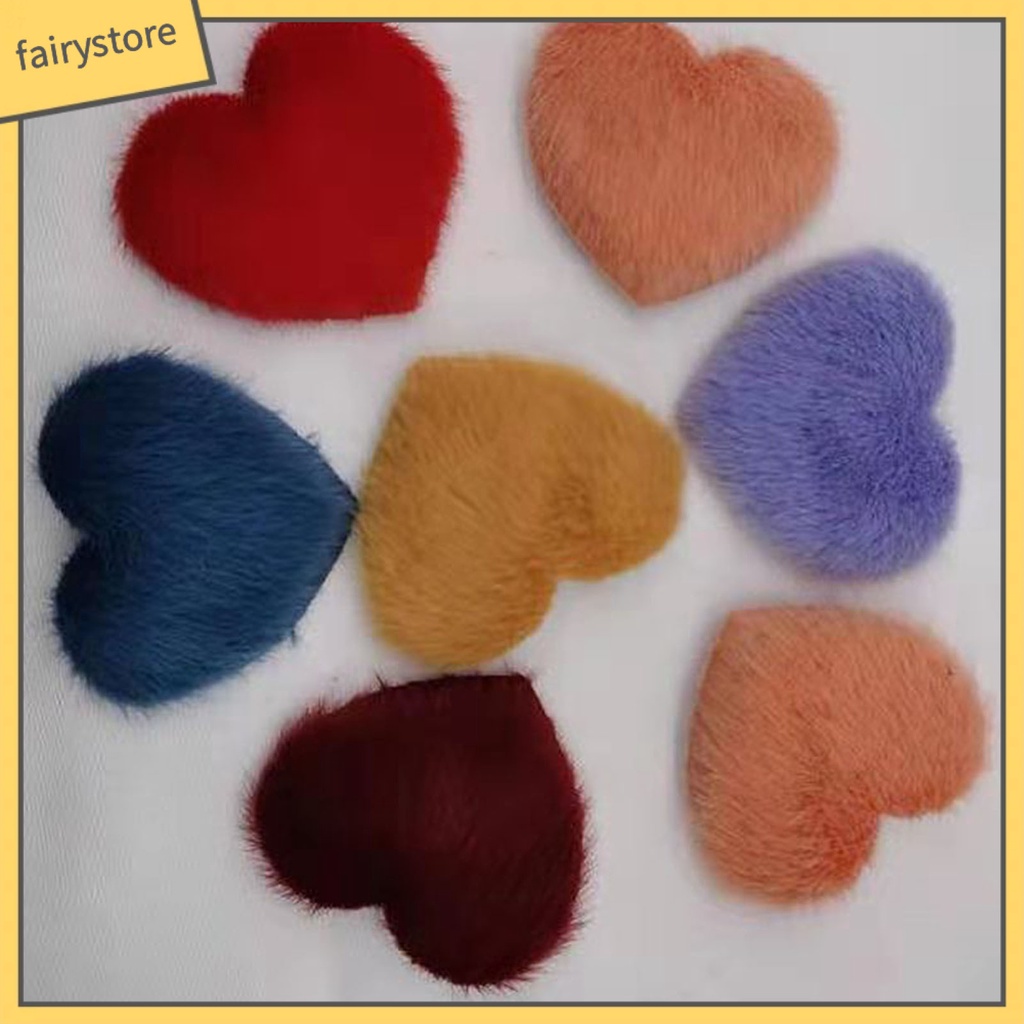 Kẹp Tóc Đính Lông Chồn Nhân Tạo Hình Trái Tim Màu Sắc Ngọt Ngào Chống Trượt Cho Bé