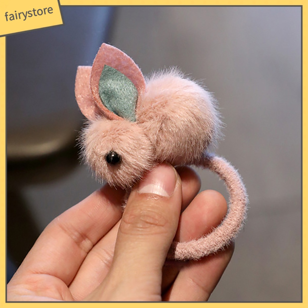 Kẹp Tóc Giả Da Hình Thỏ Nhồi Bông Mềm Mại Cho Nữ