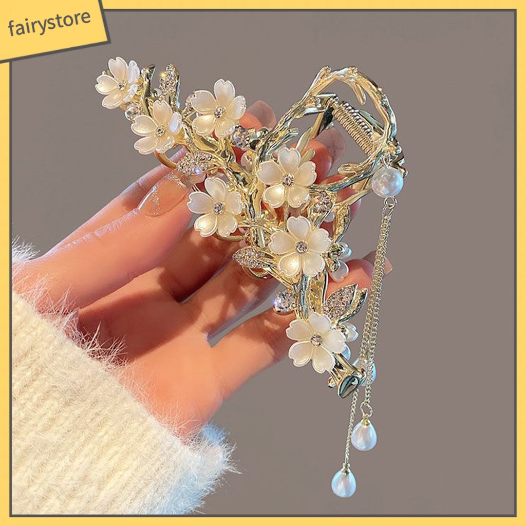 Kẹp Tóc Càng Cua Đính Ngọc Trai Giả Thanh Lịch Cho Nữ