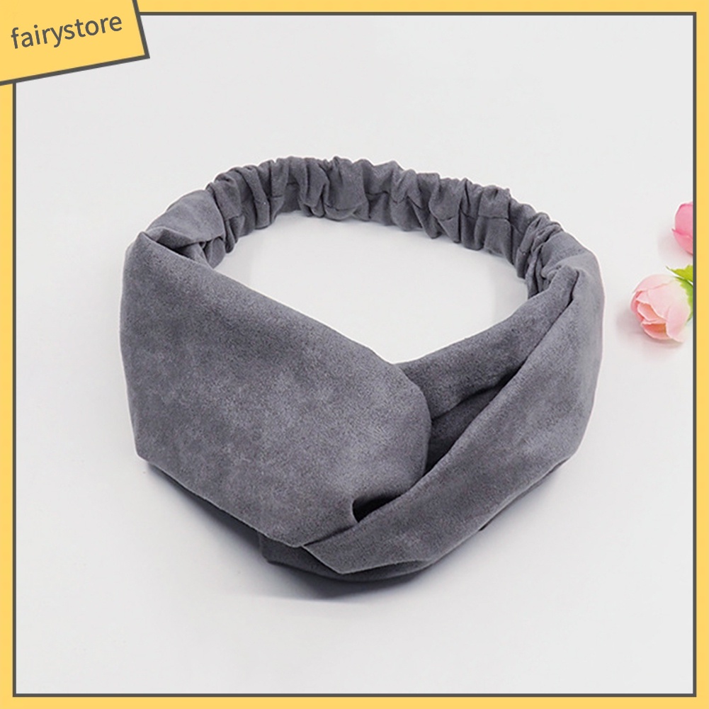 Băng Đô Cài Tóc Thắt Nút Bằng Da Lộn Màu Trơn Phong Cách Vintage Dành Cho Nữ