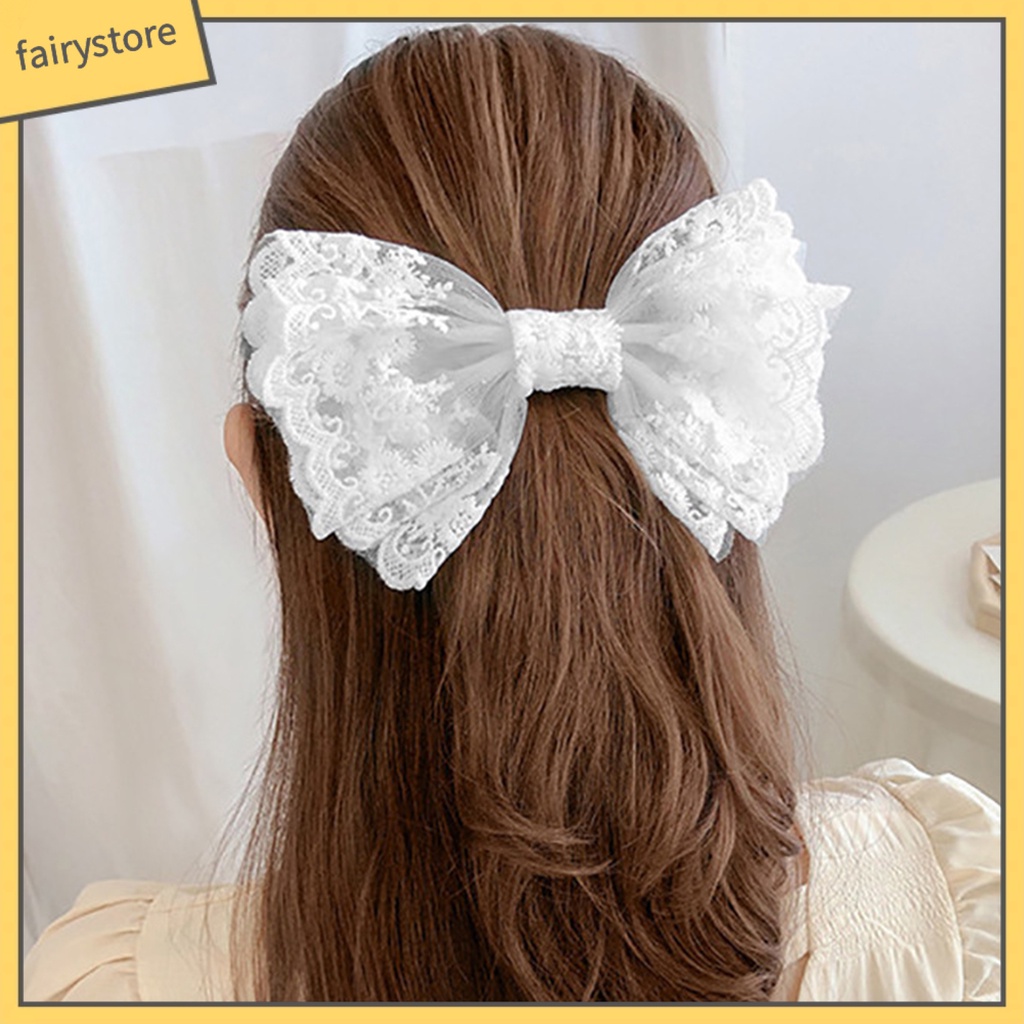 Kẹp Tóc Hình Nơ Phối Ren Chống Trượt Thiết Kế Tinh Tế Thời Trang