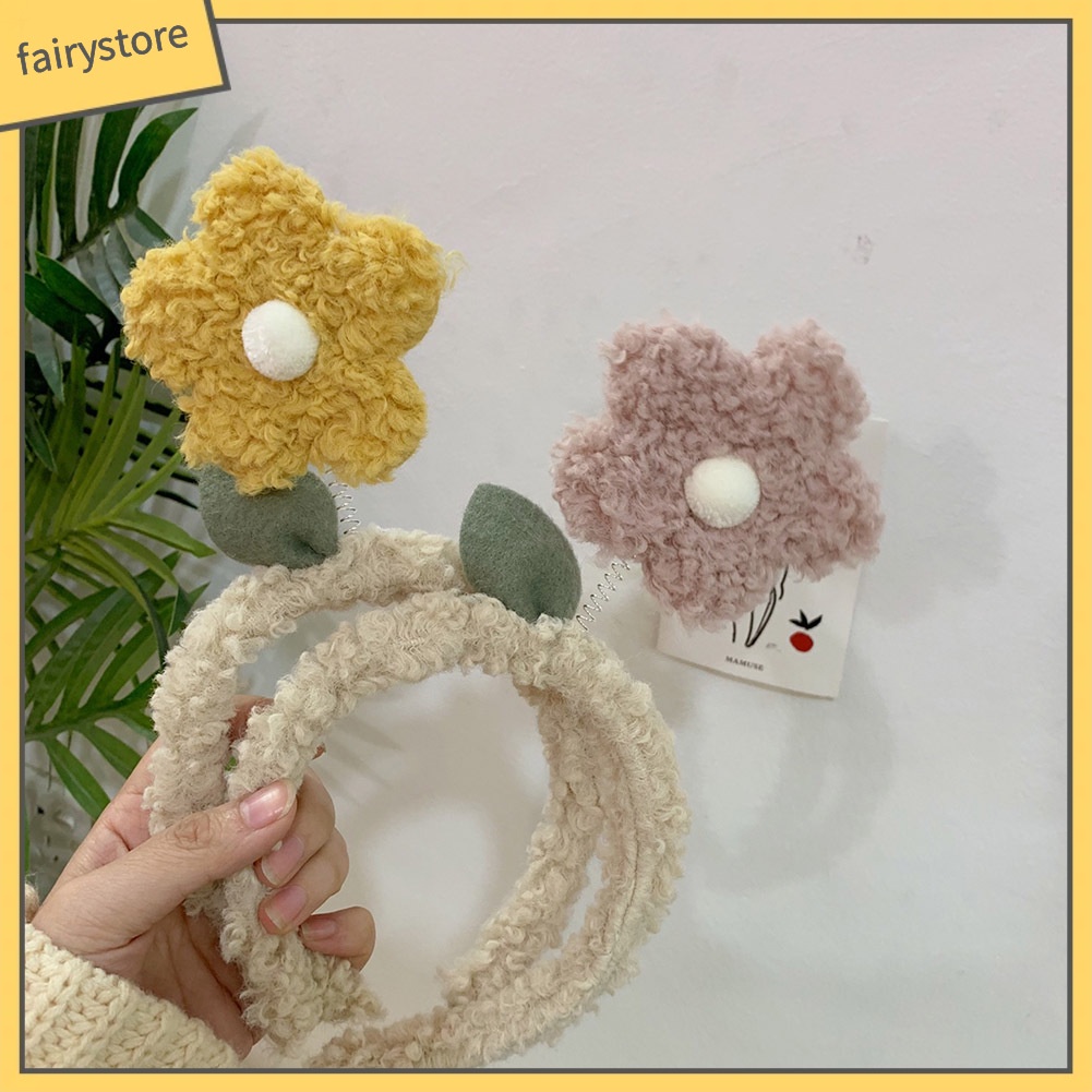 Băng Đô Cài Tóc Rửa Mặt Bằng Vải Bông Hình Hoa Đáng Yêu Cho Nữ