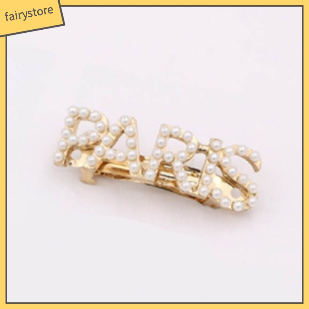 Kẹp Tóc Đính Ngọc Trai Giả Hình Chữ Nổi Tiếng Phong Cách Retro Cho Nữ