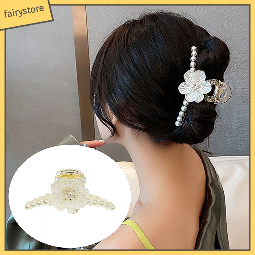 Kẹp Tóc Càng Cua Lớn Đính Ngọc Trai Giả Xinh Xắn Cho Nữ