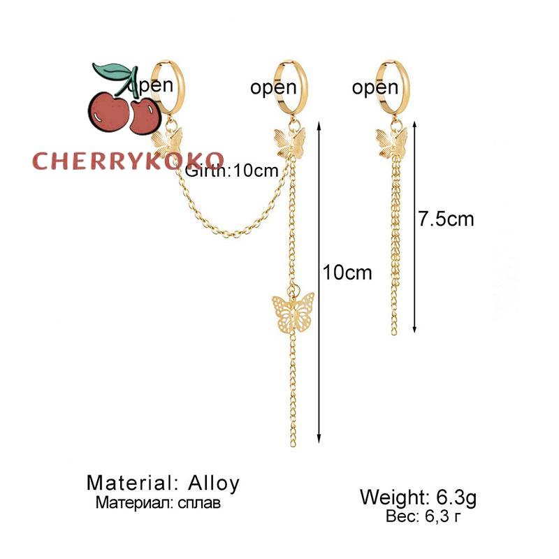 🍒🍒CHERRYKOKO Đặt 2 Nhẫn hở hình bướm kết hợp dây xích có thể điều chỉnh phong cách cá tính cho nam và nữ