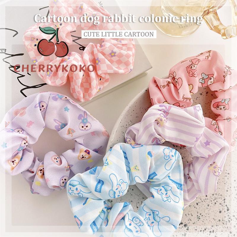 🍒🍒CHERRYKOKO Dây Buộc Tóc Cao Su Bọc Vải Lông Hình Búp Bê Sanrio Dễ Thương Thời Trang Thu Đông