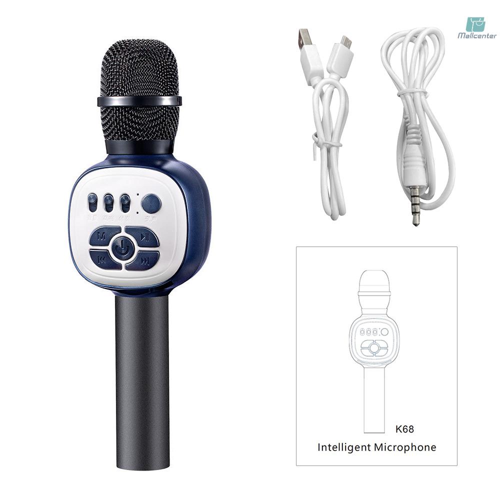 Wireless Karaoke Microphone Condenser Portable Monitoring Mic for Kids with LED Light Effects