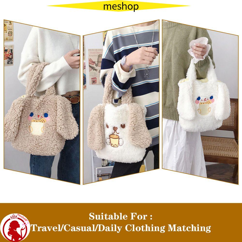 Túi Đeo Chéo Lông Xù Đính Tai Dài Đáng Yêu Thời Trang