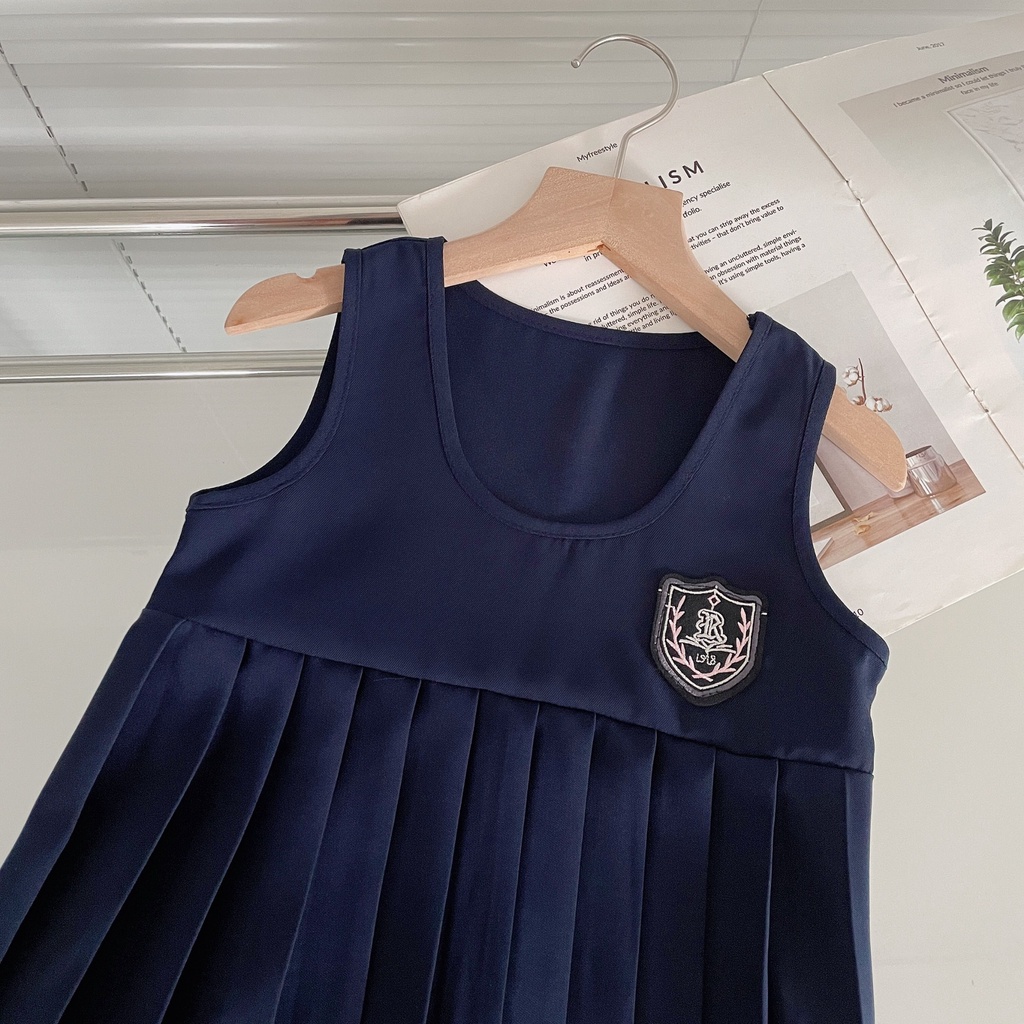 Bộ Áo Sơ Mi Tay Dài Và Váy Yếm Phong Cách Mới Dành Cho Trẻ Em