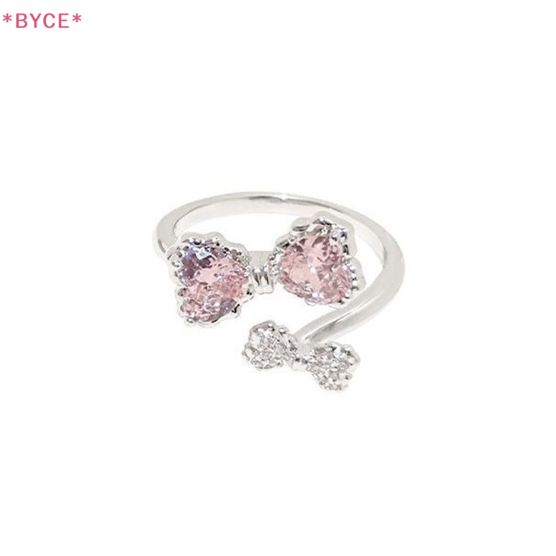 Byce &gt; Nhẫn Hở Hình Nơ Hồng Tinh Tế Thời Trang Hàn Quốc Dễ Thương Đơn Giản Có Thể Điều Chỉnh Cho Nữ Mới