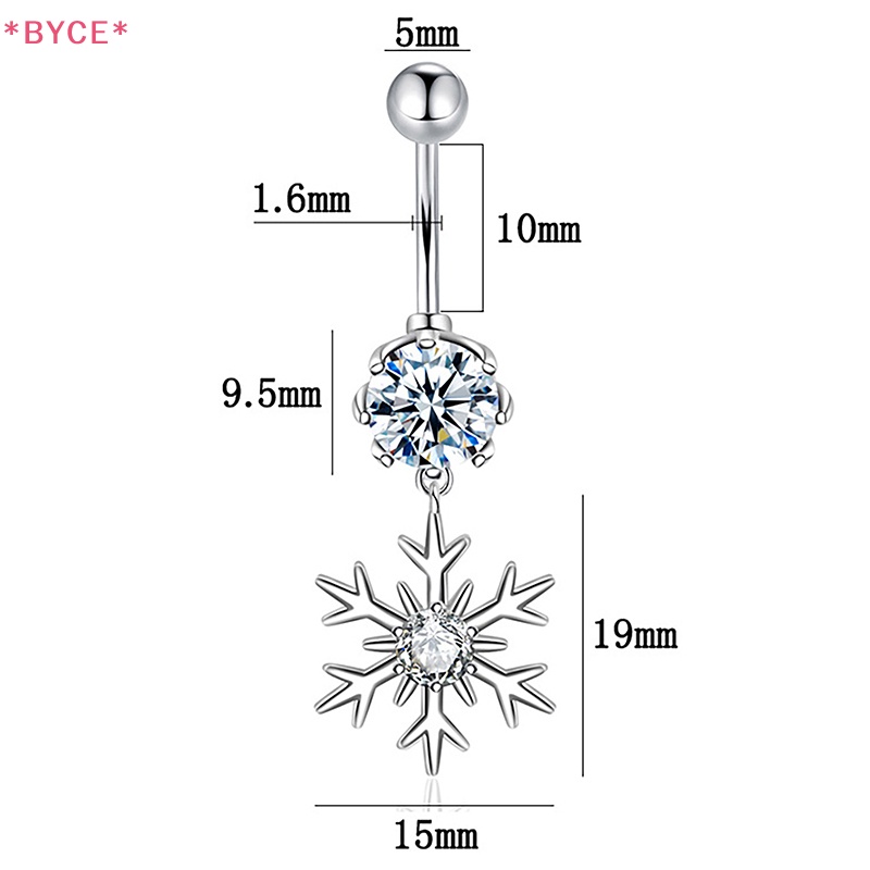 Khuyên Rốn Bằng Thép Không Gỉ Đính Đá Zircon Hình Bông Tuyết Màu Hồng Và Trắng Sáng Tạo Quyến Rũ Cho Nữ Mới