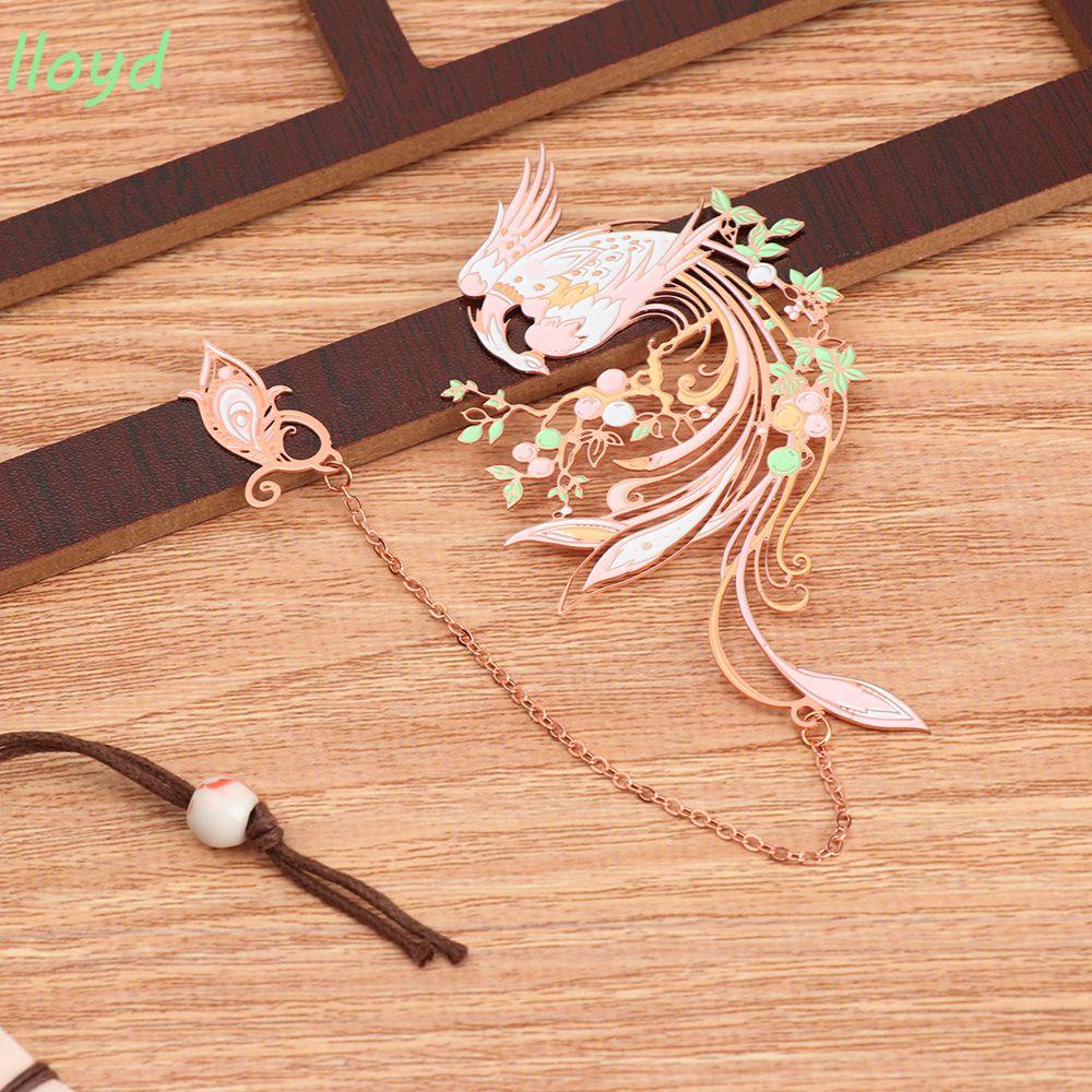 Lloyd Kẹp Đánh Dấu Trang Sách Bằng Kim Loại Hình Chiếc Lá Phối Tua Rua Phong Cách Retro Làm Quà Tặng