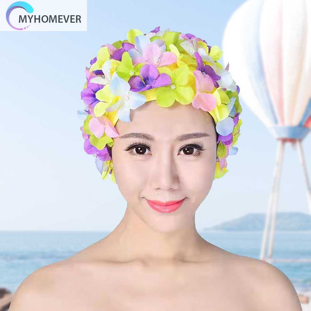 Mũ Bơi In Hoa 3D Thoáng Khí Thoải Mái Cho Nữ