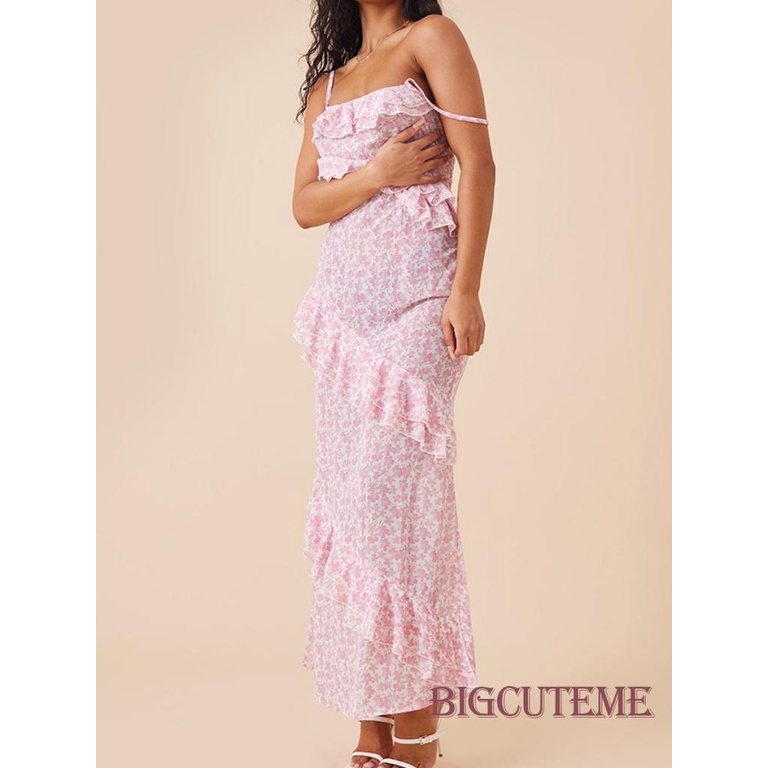 Đầm Hai Dây Dáng Dài In Hoa Thời Trang Mùa Hè Cho Nữ