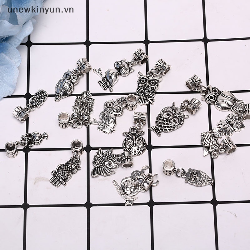 Set 16 Mặt Dây Chuyền Bạc Tây Tạng Hình Chim Cú Bằng Hợp Kim DIY