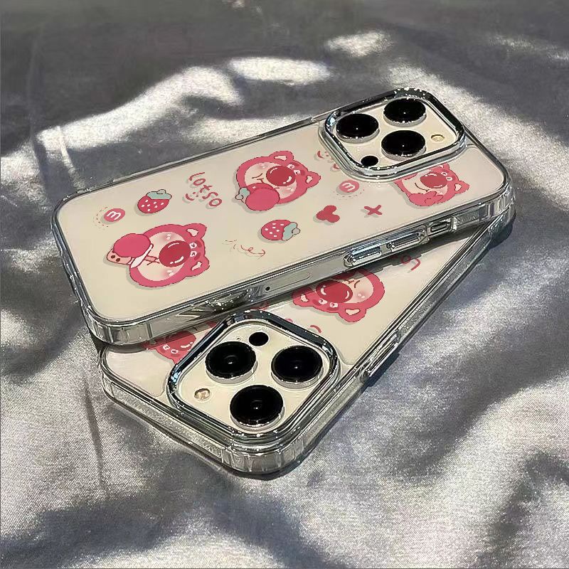 ✅Ốp Điện Thoại Mềm Chống Sốc Họa Tiết Gấu Và Dâu Tây Cho Iphone max7 14Pro11Iphone12In 13 plus8