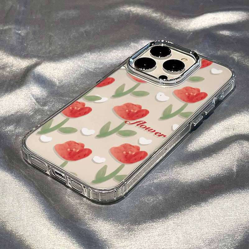 ✅Ốp Điện Thoại Mềm Chống Sốc Họa Tiết Hoa Tulip Cho Iphone 12 8 7 Max Xs Plus 13 14pro 11