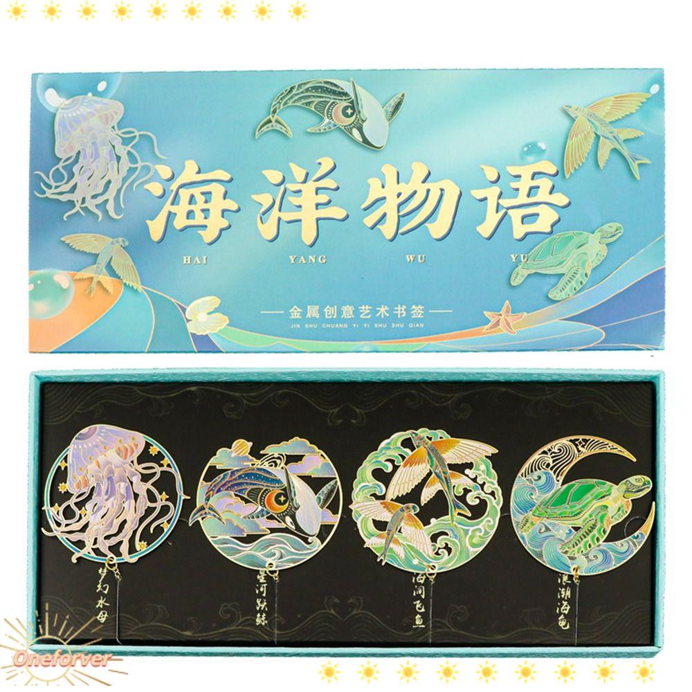 FOREVER Thẻ Đánh Dấu Trang Sách Bằng Đồng Thau Hình Động Vật Biển Phối Tua Rua Rỗng