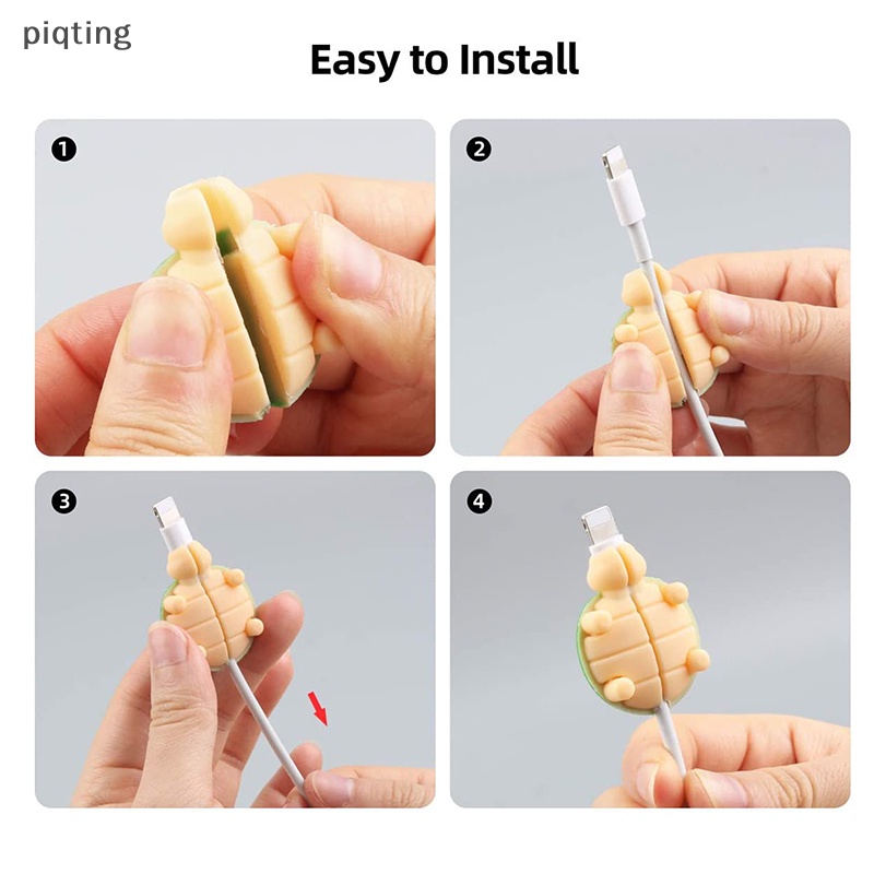 Piqt Dụng Cụ Quấn Bảo Vệ Dây Cáp Sạc USB Hình Động Vật Hoạt Hình Đáng Yêu