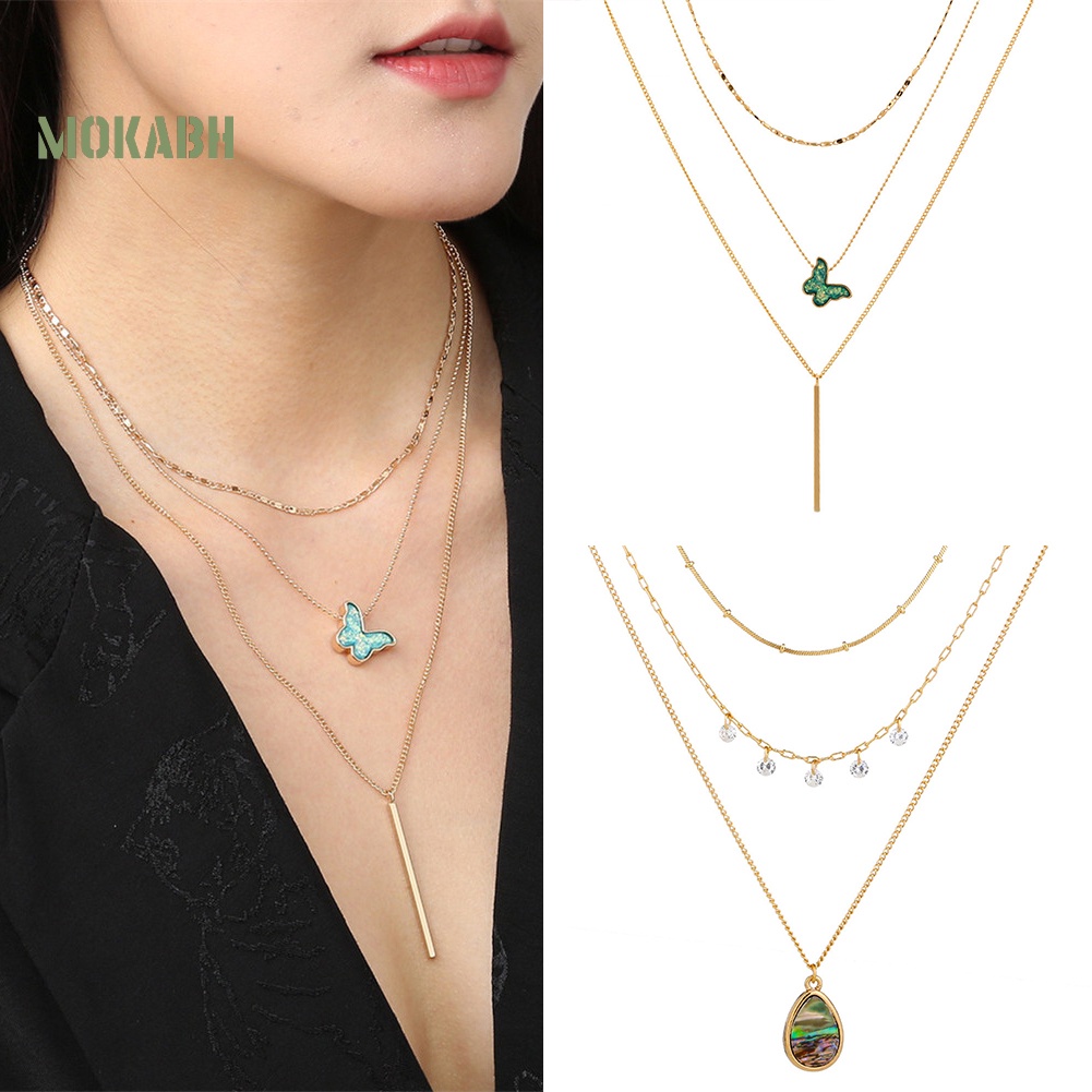 Vòng cổ Nhiều Lớp Họa Tiết Hình Con Bướm Theo Phong Cách Bohemian