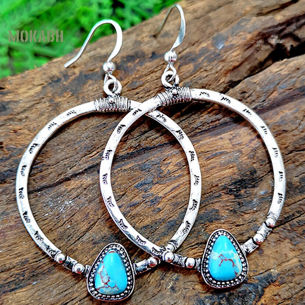 1 Đôi Bông Tai Hình Tròn Đính Đá Phong Cách Vintage Tinh Tế Dành Cho Nữ