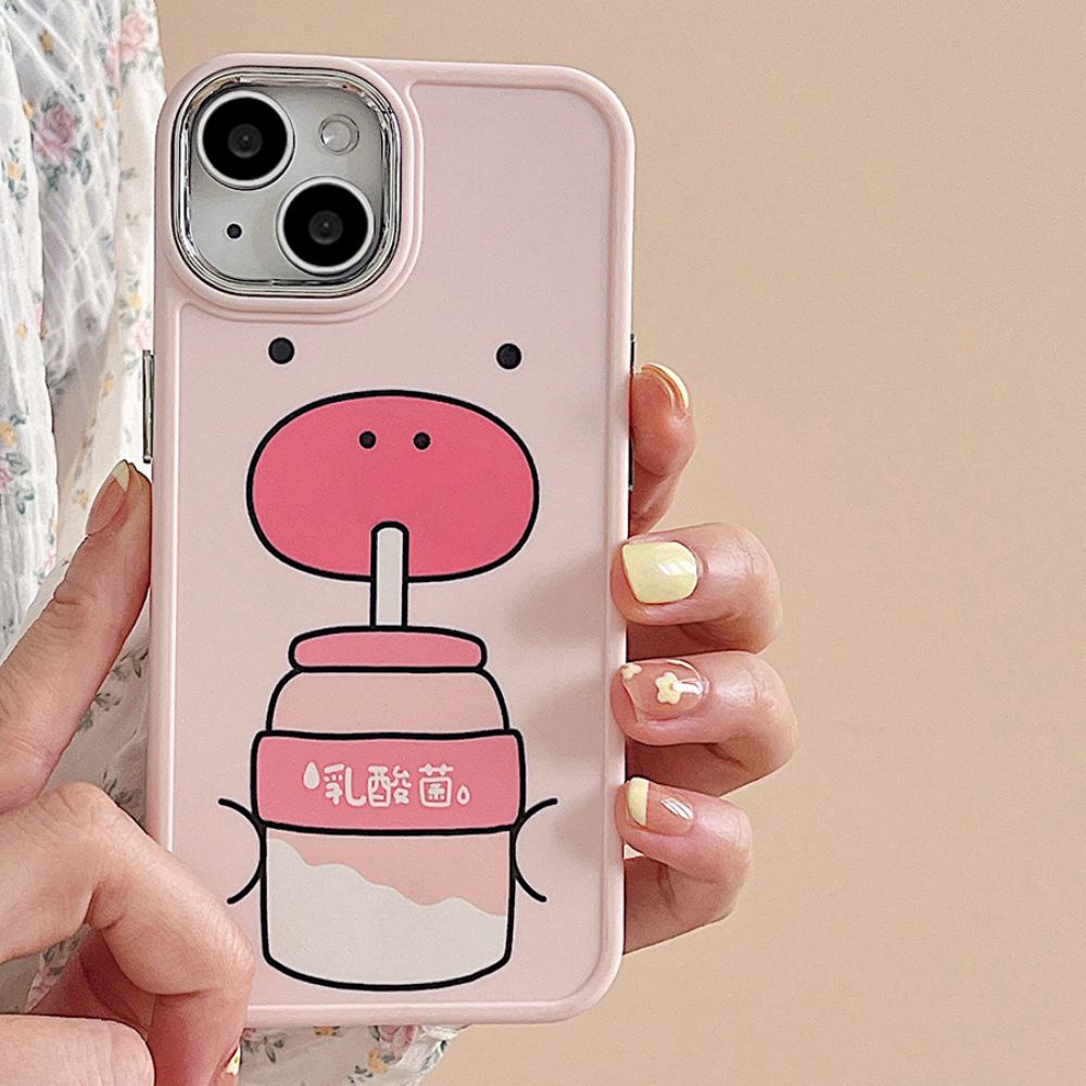 Ốp Điện Thoại TPU Mềm Chống Sốc Mạ Điện In Hình Heo Đơn Giản Cho IPhone 11 14 13 12 Pro Max