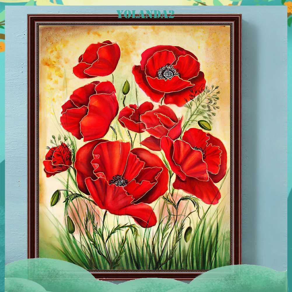 Tranh Đính Đá Kim Cương Toàn Bộ 5D DIY Hình Vẽ Hoa Trang Trí Nhà Cửa