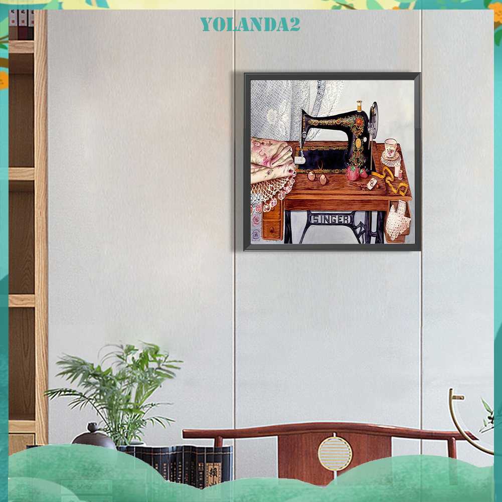 Tranh Đính Đá Kim Cương Toàn Bộ 5D DIY Hình Vẽ Máy May Trang Trí Nhà Cửa