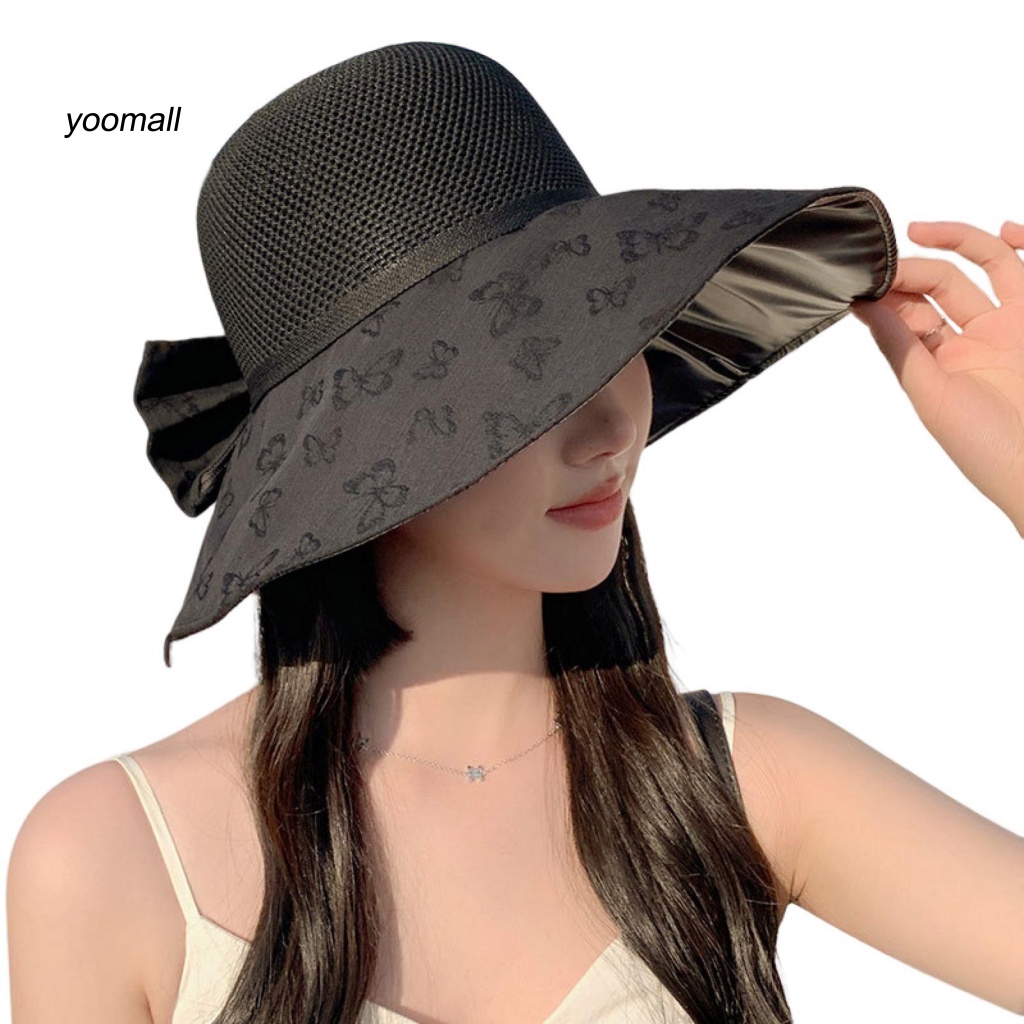 Nón Tai Bèo Rộng Vành Màu Trơn In Họa Tiết Bươm Bướm Thời Trang Cho Nữ