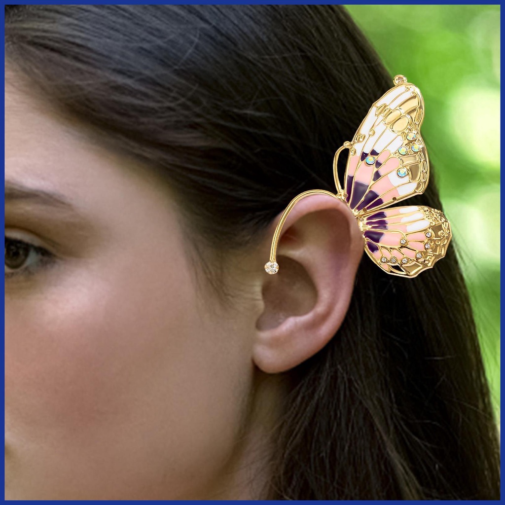 Khuyên Kẹp Vành Tai Hình Bướm Đính Đá Cho Bé Gái