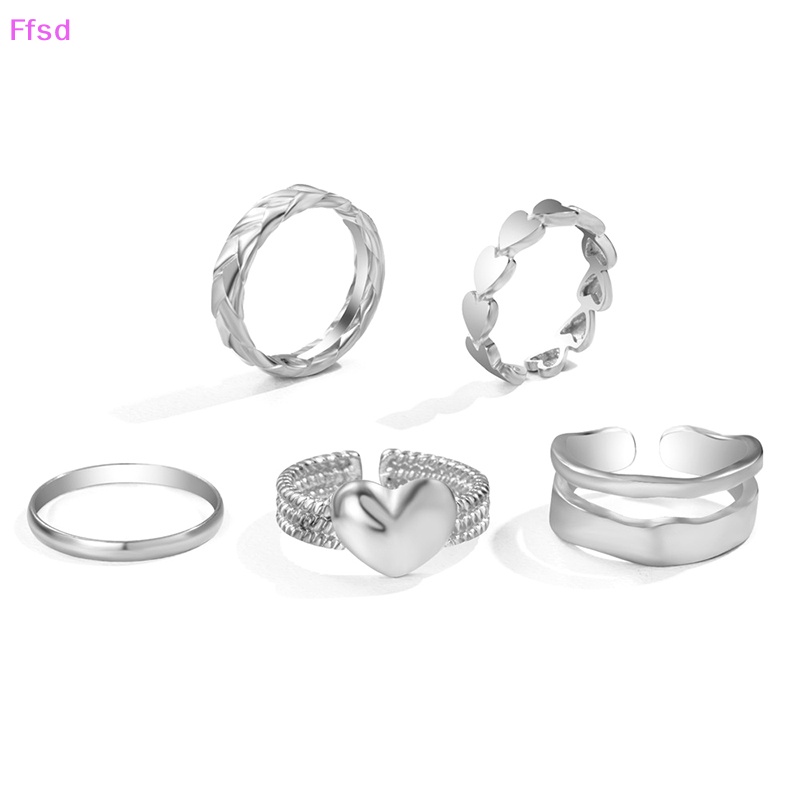 Set 5 Nhẫn Kim Loại Đeo Khớp Ngón Tay Phong Cách Punk Vintage Cho Nữ