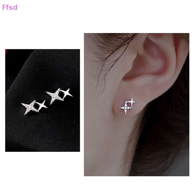 {Ffsd} Bông Tai Xỏ Hình Ngôi Sao Bốn Cánh Lãng Mạn Dễ Thương Làm Quà Tặng Thời Trang Cho Nữ
