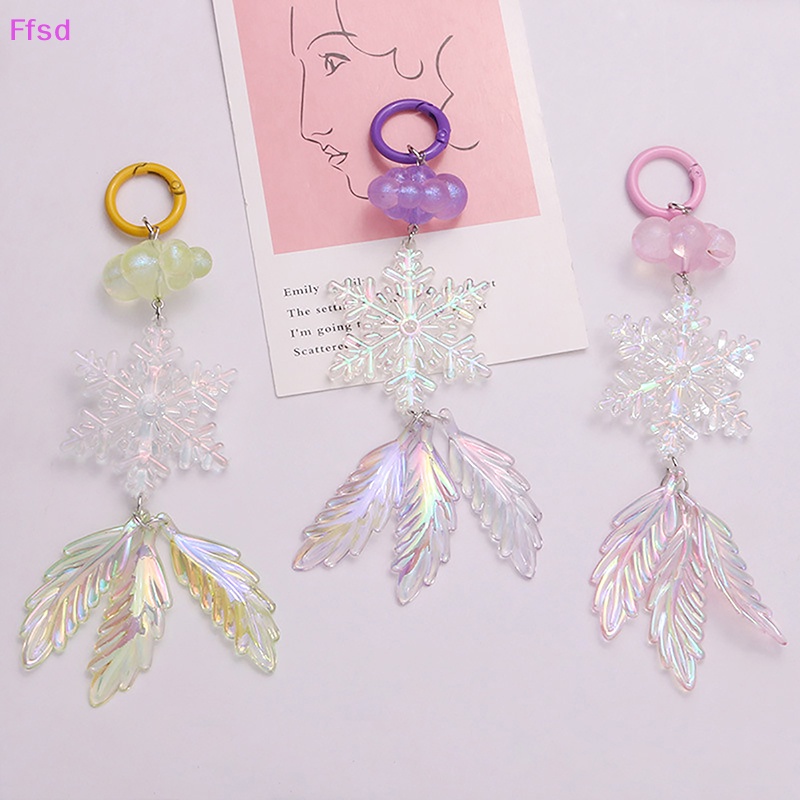 {Ffsd} Móc Chìa Khóa Acrylic Mạ Màu Hình Bông Tuyết Lông Vũ Tươi Tắn Sáng Tạo Thời Trang Trang Trí Túi Xách * Bán Chạy