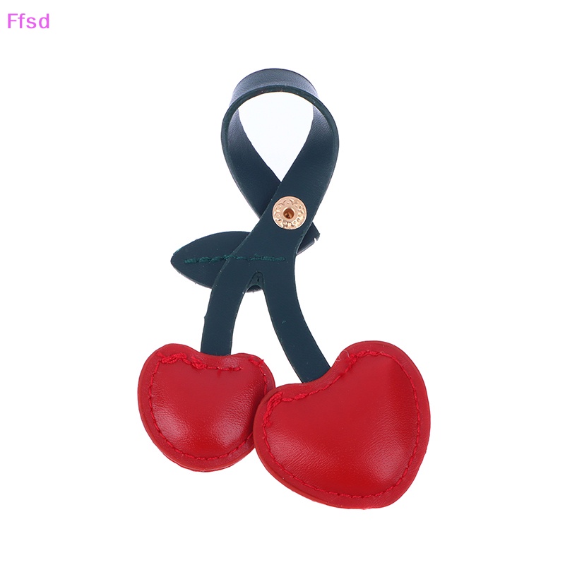 {Ffsd} Móc Chìa Khóa Bằng Da Hình Trái cherry Nhỏ Phong Cách Bánh Ngọt * Hàng Bán Chạy