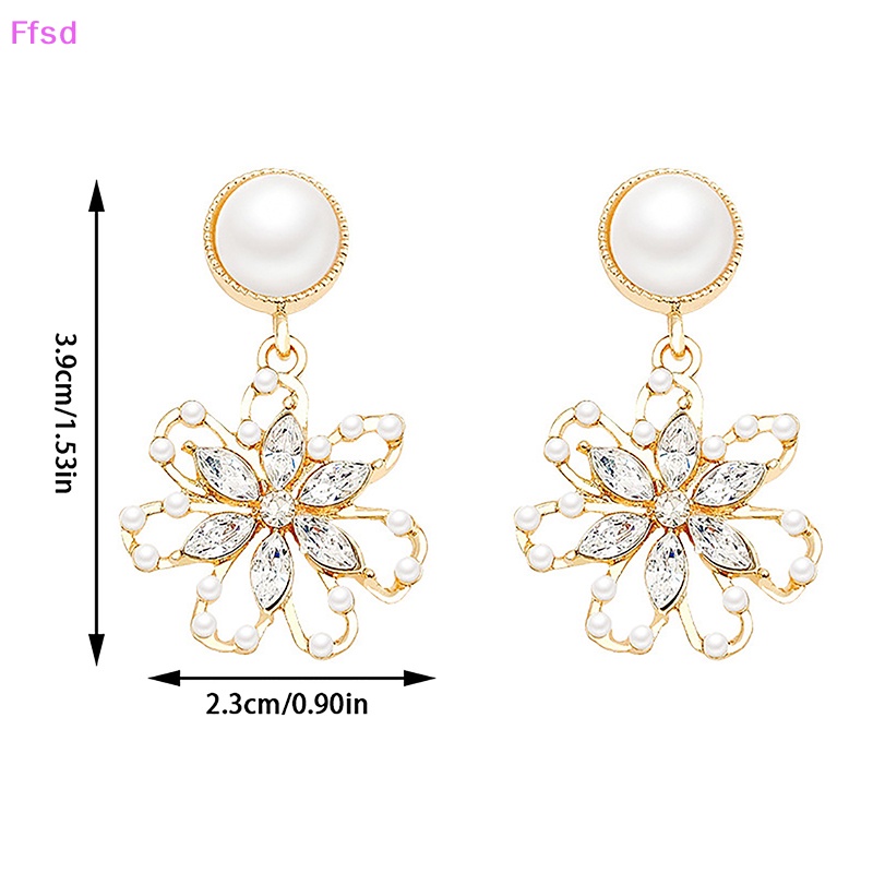 1 Đôi Bông Tai Hợp Kim Bạc Hình Hoa Đính Ngọc Trai Thời Trang Cho Nữ