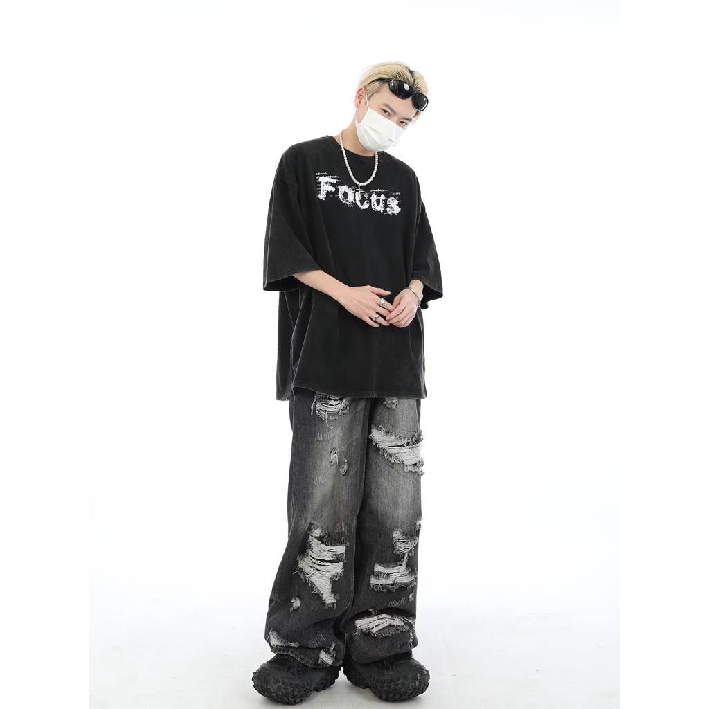 Áo Thun Ngắn Tay In Hình Thỏ Và Chữ Phong Cách Hip Hop Đường Phố Cá Tính Cho Nam Nữ