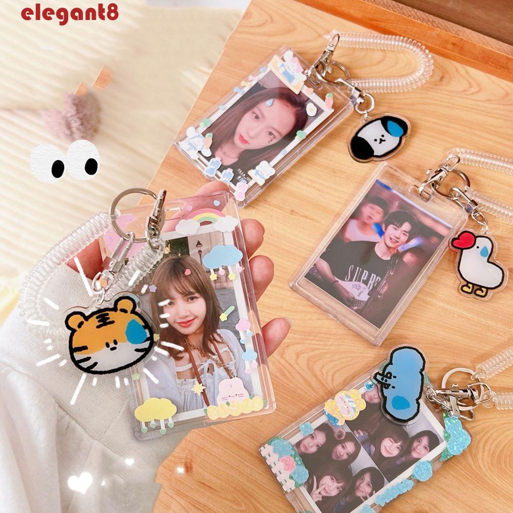 Hộp Đựng Ảnh 3 Inch Trong Suốt Thanh Lịch Kèm Móc Khóa / Thẻ Hình Thần Tượng Kpop Giá Đỡ