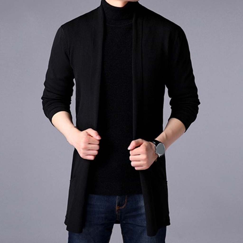 Áo Khoác Cardigan Dệt Kim Màu Sắc Tinh Khiết Chống Nhăn Thời Trang Thu Đông Cho Nam Giới