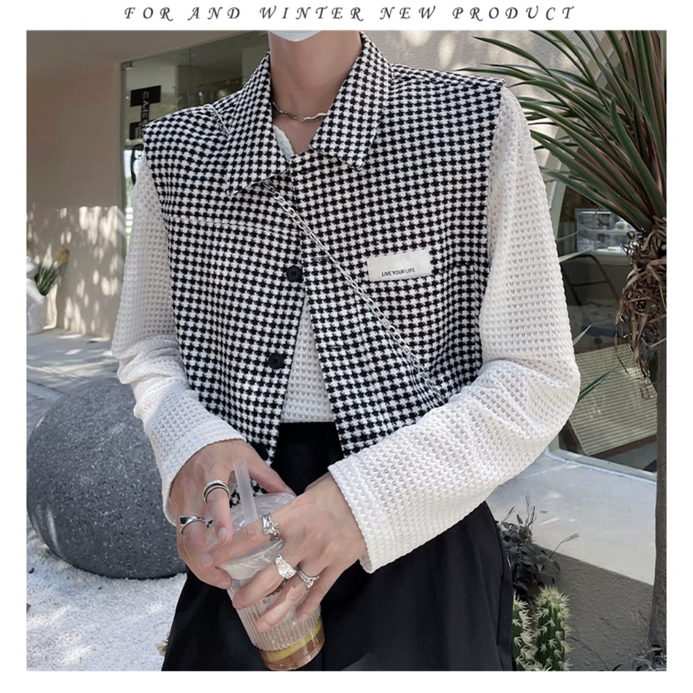 Áo Khoác Không Tay Họa Tiết Caro Phong Cách Mỹ Cao Cấp Cho Nam