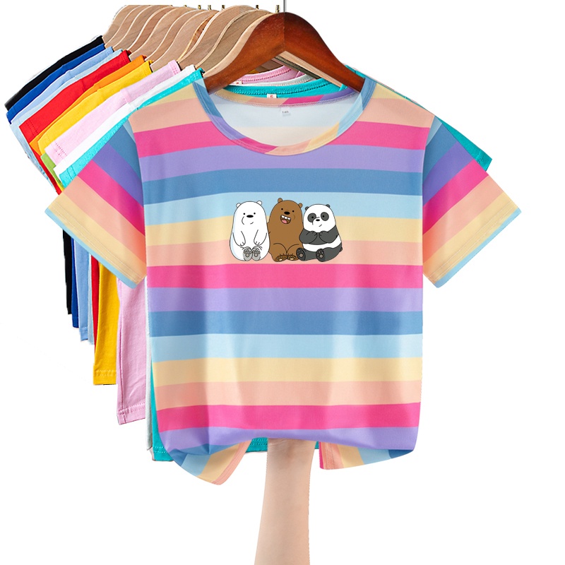 Áo Thun Tay Ngắn Họa Tiết Cầu Vồng Unisex Cá Tính Cho Các Bé
