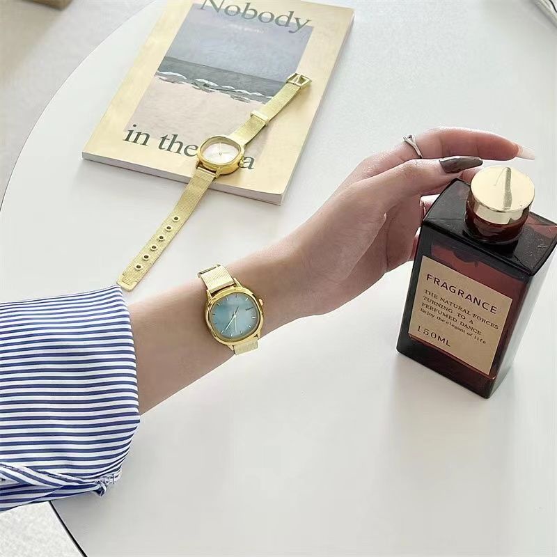 Đồng Hồ Đeo Tay Mặt Vuông Dây Kim Loại Đơn Giản Thời Trang Cho Nữ